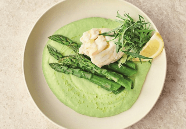 Creative Catering Cyprus - Steamed Flaky Cod, Asparagus and Avocado Hollandaise